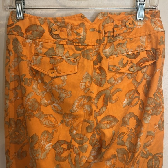 ETCETERA ORANGE FLORAL PATTERN PANTS SIZE 2 CUFFED HEM STRAIGHT LEG - Picture 6 of 7